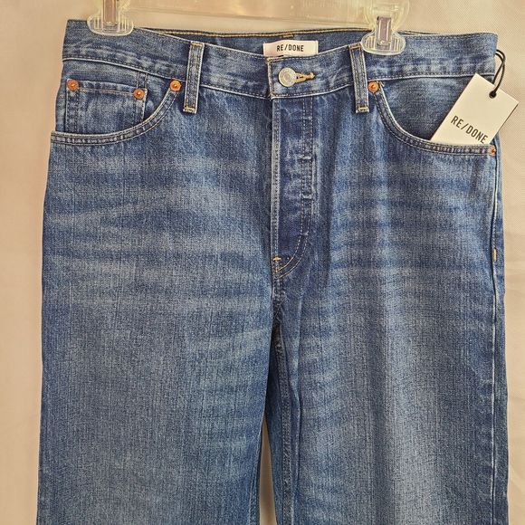 NWT RE/DONE Loose Long Bay Fade Blue Jeans Women's (26) Slouched Baggy Hem-$295 - Picture 2 of 13